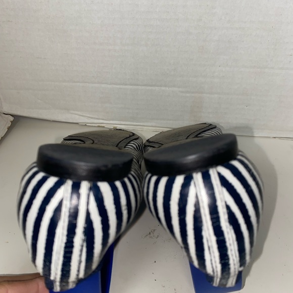 Tory Burch Caroline 2 Ballet Flats Dark Blue/White Striped Sz 6M Women’s - Picture 11 of 14